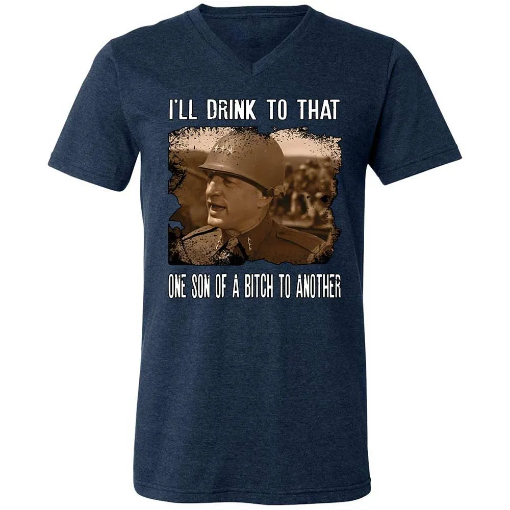 Unisex V-Neck T-Shirt - 4W4V21LE - Heather Navy - 3