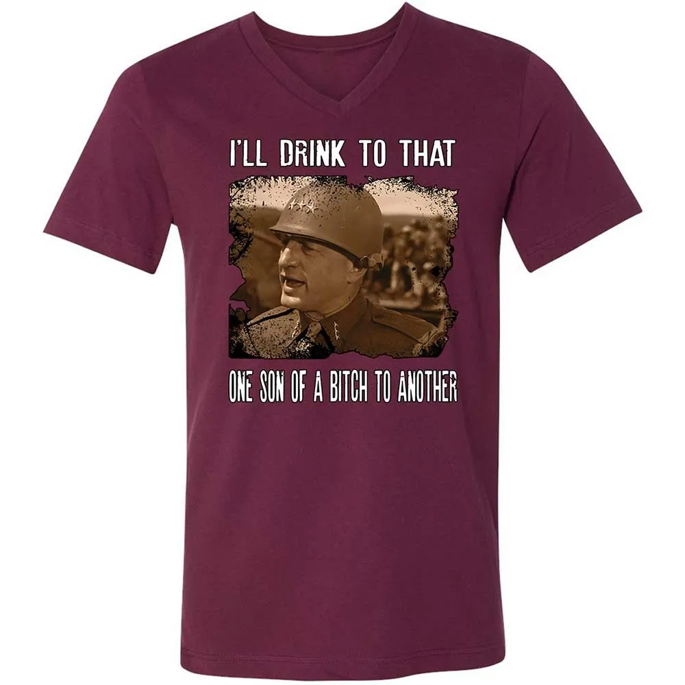 Unisex V-Neck T-Shirt - 4W4V21LE - Maroon - 8
