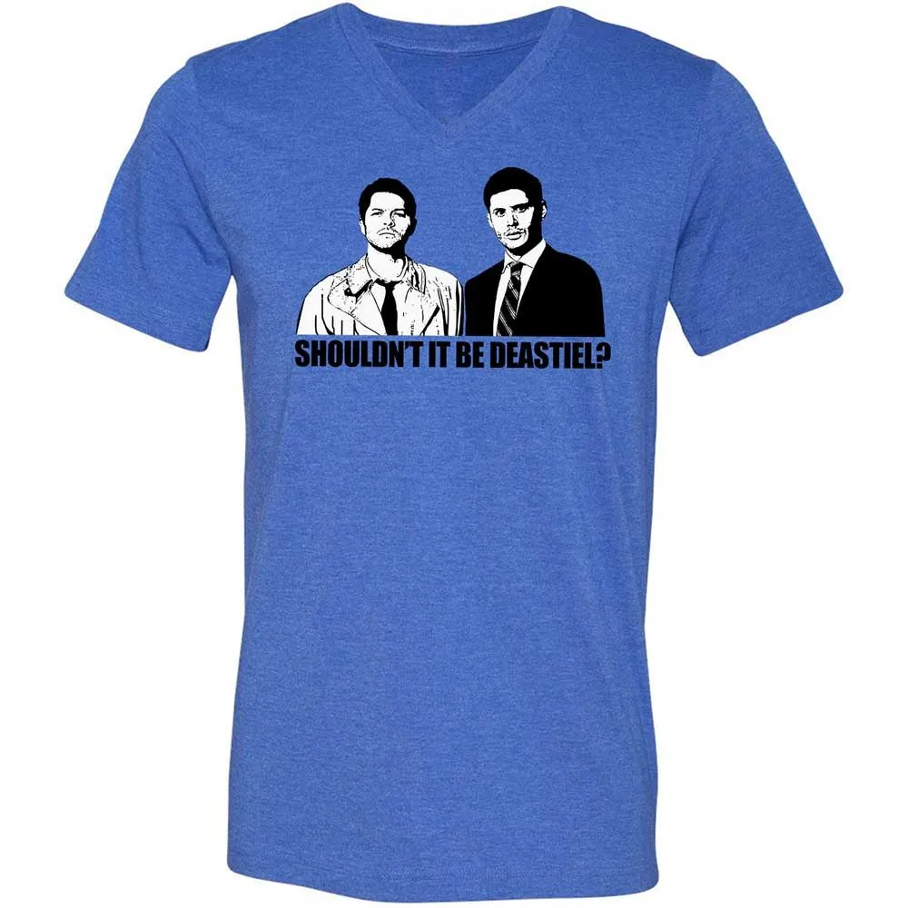 Unisex V-Neck T-Shirt - 67J8GAV5 - Heather True Royal - 4