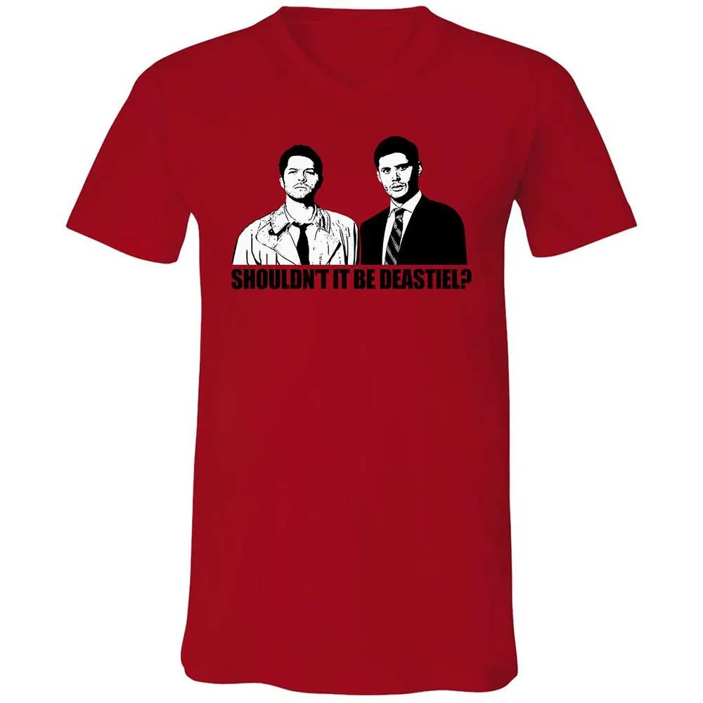 Unisex V-Neck T-Shirt - 67J8GAV5 - Red - 5