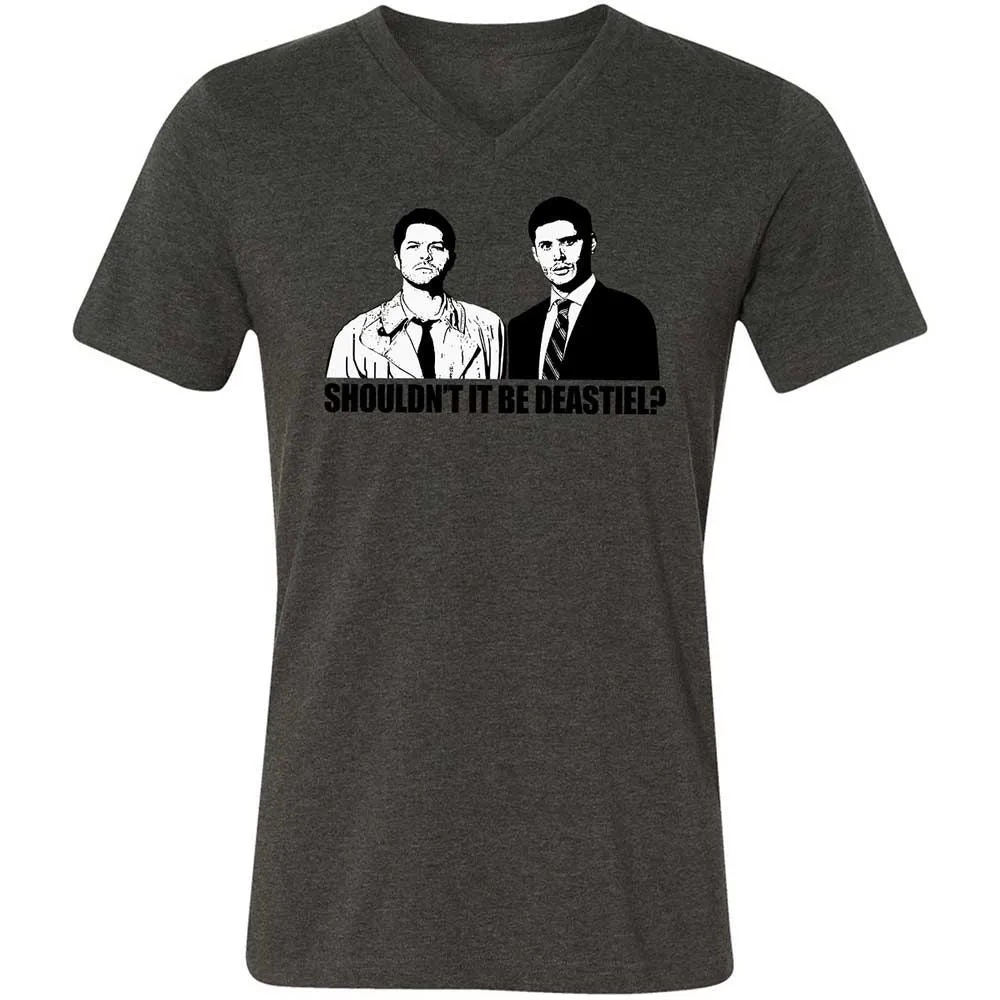Unisex V-Neck T-Shirt - 67J8GAV5 - Dark Grey Heather - 8