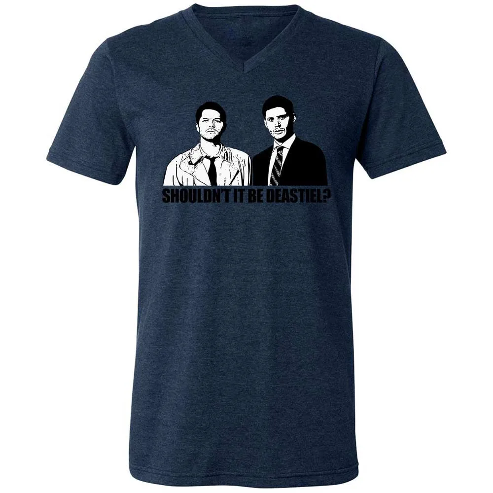 Unisex V-Neck T-Shirt - 67J8GAV5 - Heather Navy - 13