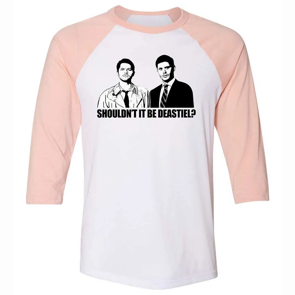 Unisex 3/4 Baseball Tee - XFZA6L6U - White/Heather Peach - 5