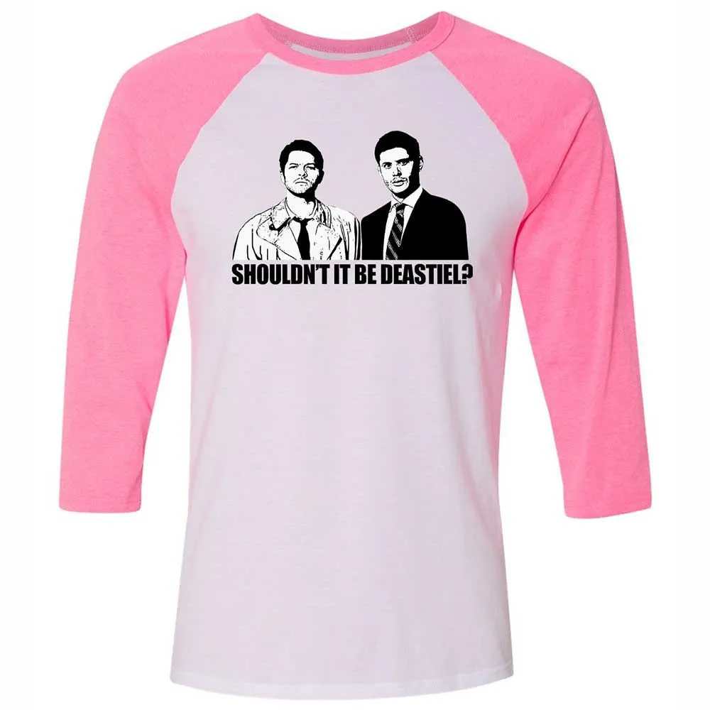 Unisex 3/4 Baseball Tee - XFZA6L6U - White/Neon Pink - 12