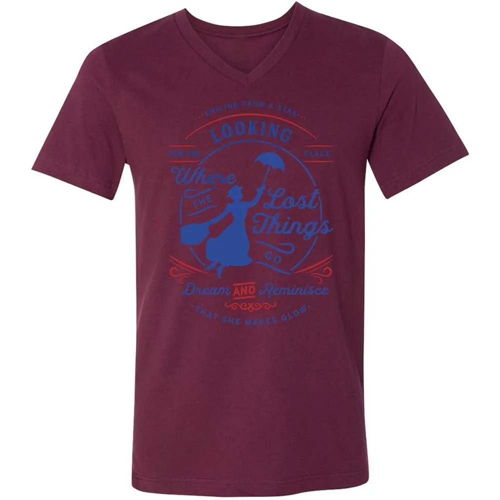 Unisex V-Neck T-Shirt - JJDKJW57 - Maroon - 14