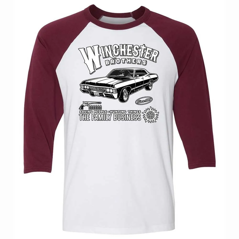 Unisex 3/4 Baseball Tee - RCXR2TAV - White/Maroon - 7