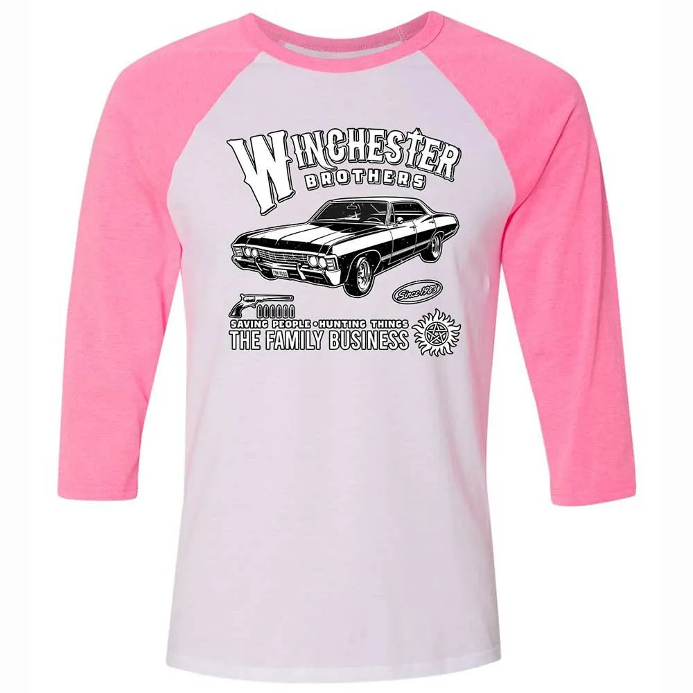 Unisex 3/4 Baseball Tee - RCXR2TAV - White/Neon Pink - 12