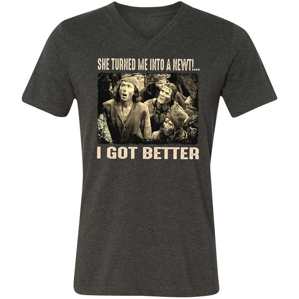 Unisex V-Neck T-Shirt - BPXQG833 - Dark Grey Heather - 9