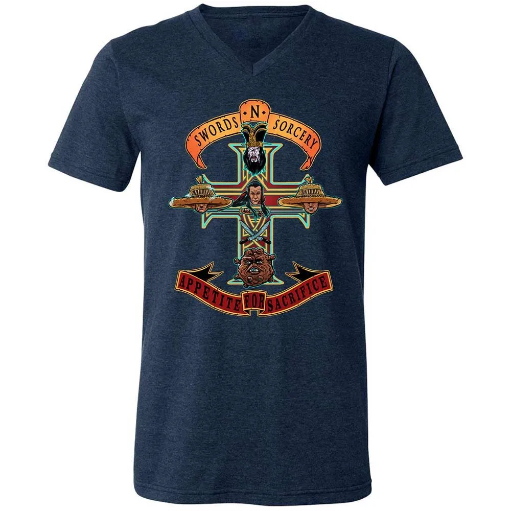 Unisex V-Neck T-Shirt - CNTNJ7CA - Heather Navy - 3
