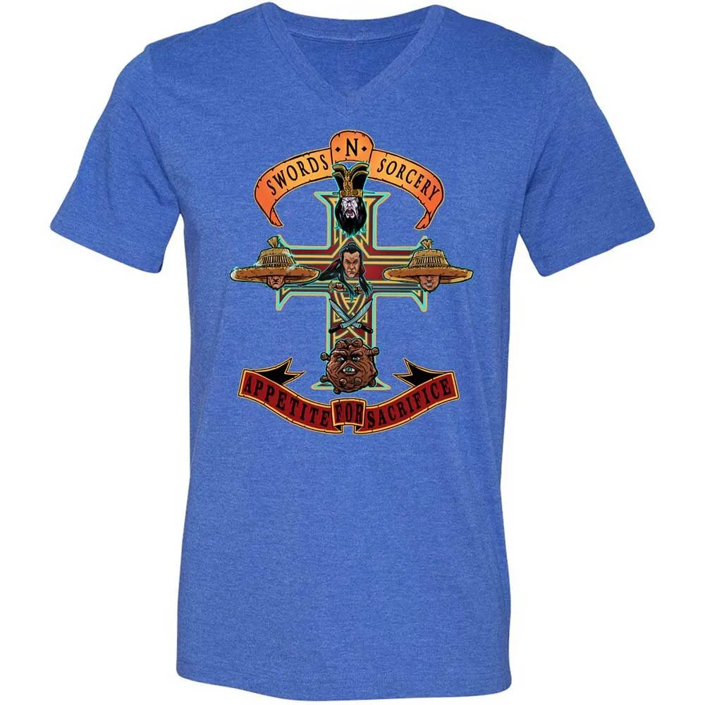 Unisex V-Neck T-Shirt - CNTNJ7CA - Heather True Royal - 5