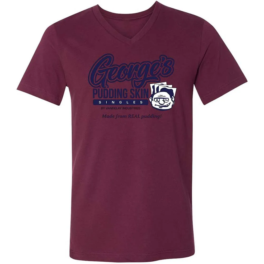 Unisex V-Neck T-Shirt - QMJLXYN4 - Maroon - 14