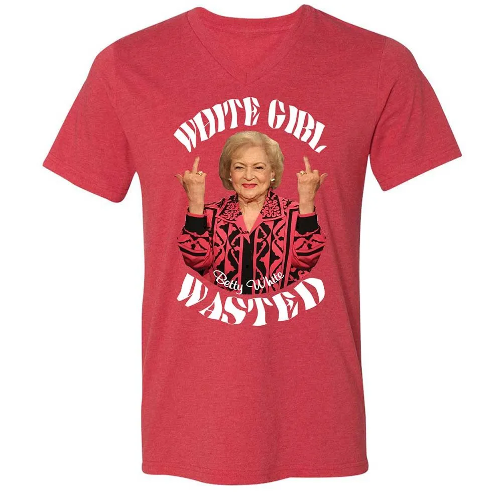 Unisex V-Neck T-Shirt - 5QLRSHA9 - Heather Red - 7