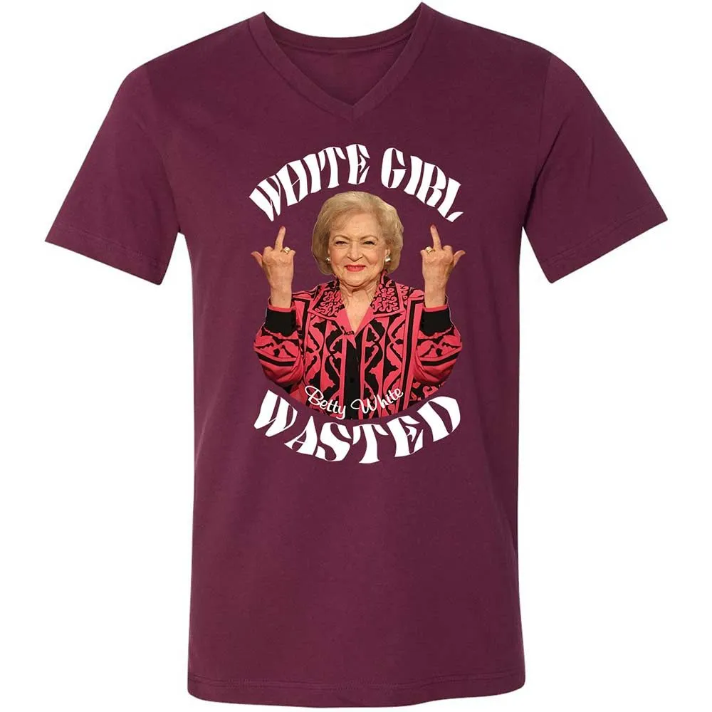 Unisex V-Neck T-Shirt - 5QLRSHA9 - Maroon - 8