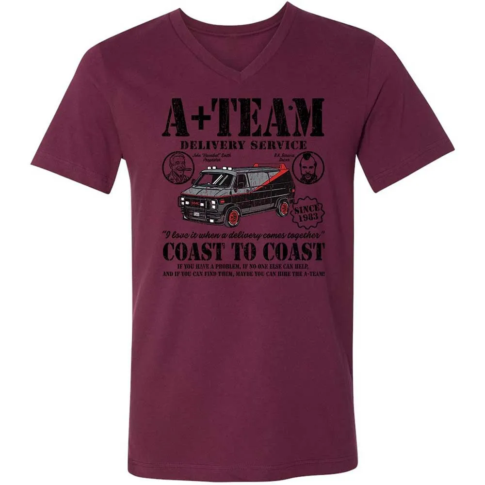 Unisex V-Neck T-Shirt - BJ6EXZZ4 - Maroon - 14