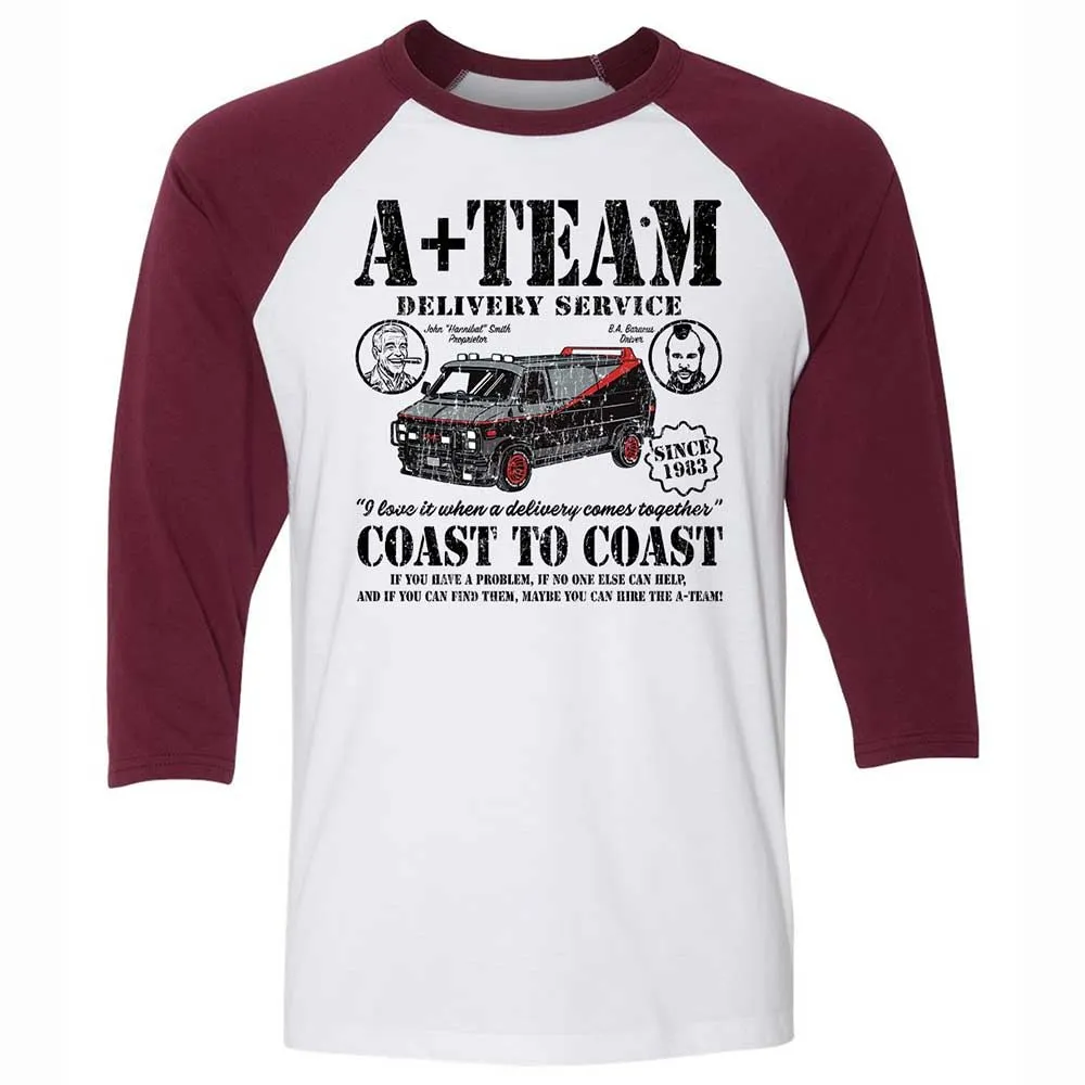 Unisex 3/4 Baseball Tee - FHTENH65 - White/Maroon - 7