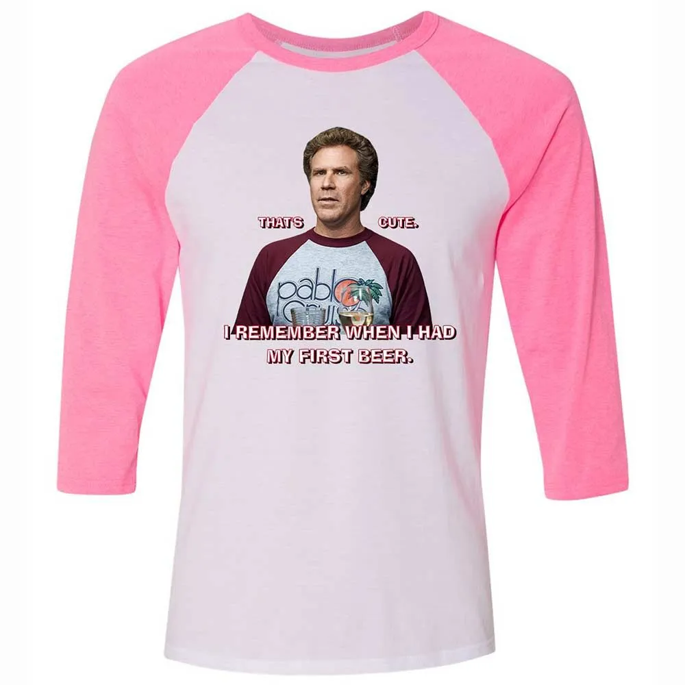 Unisex 3/4 Baseball Tee - UFHBH6HD - White/Neon Pink - 12