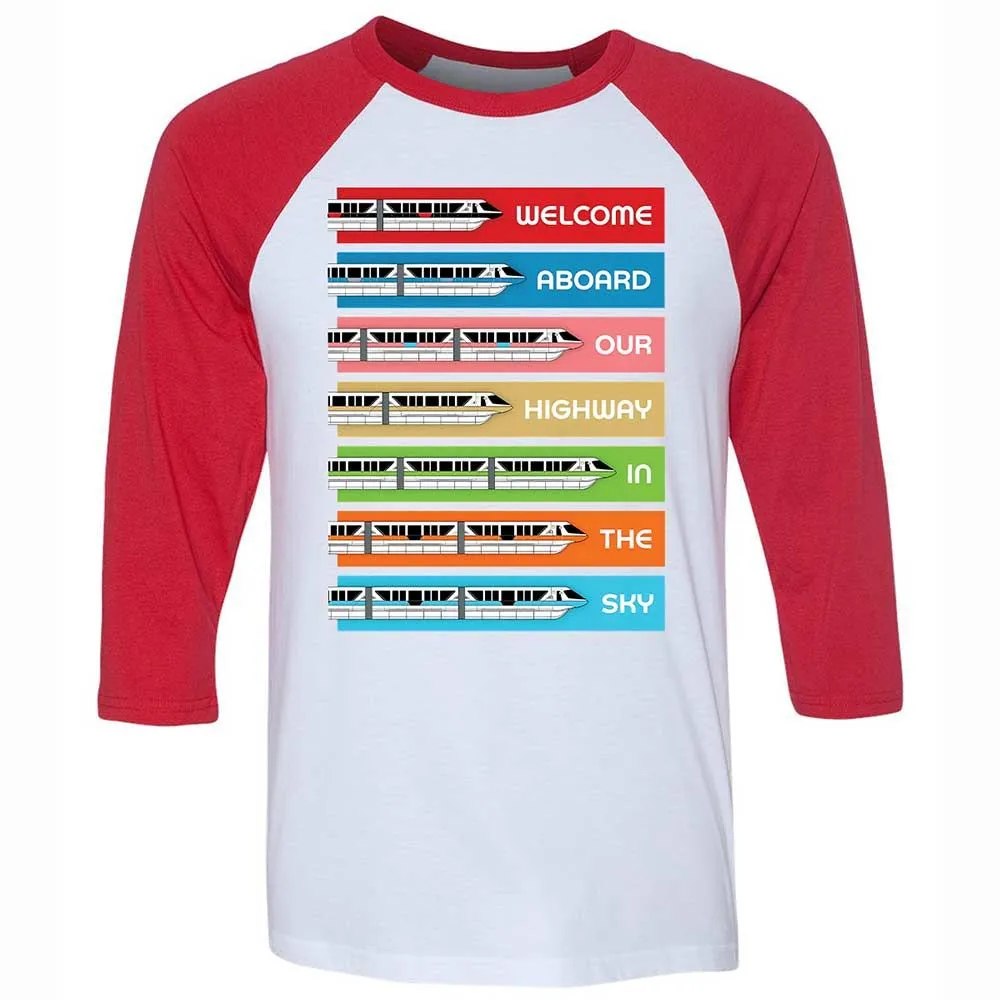 Unisex 3/4 Baseball Tee - Black - White/Red - 9