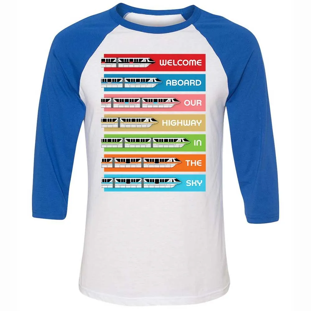 Unisex 3/4 Baseball Tee - Black - White/True Royal - 10