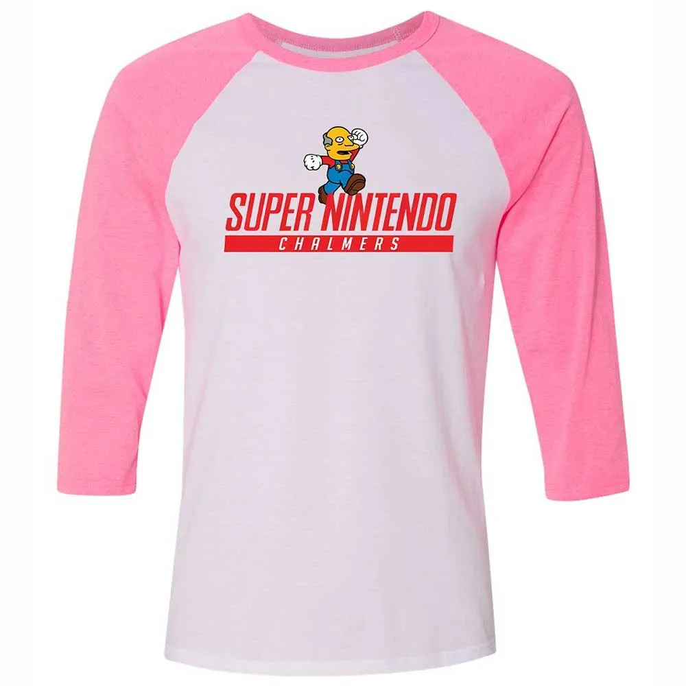 Unisex 3/4 Baseball Tee - HHFWH3CG - White/Neon Pink - 12