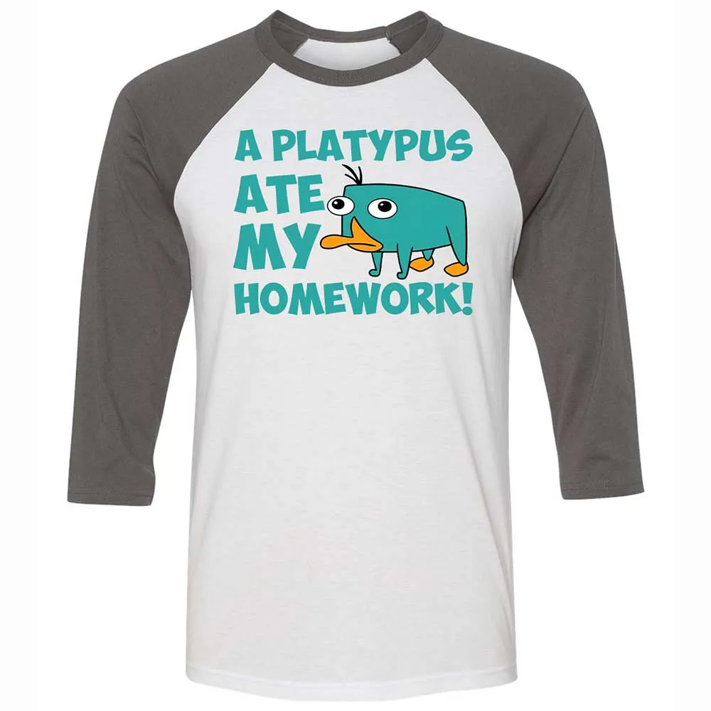 Platypus Ate My Homework Unisex 3/4 Baseball Tee - 2