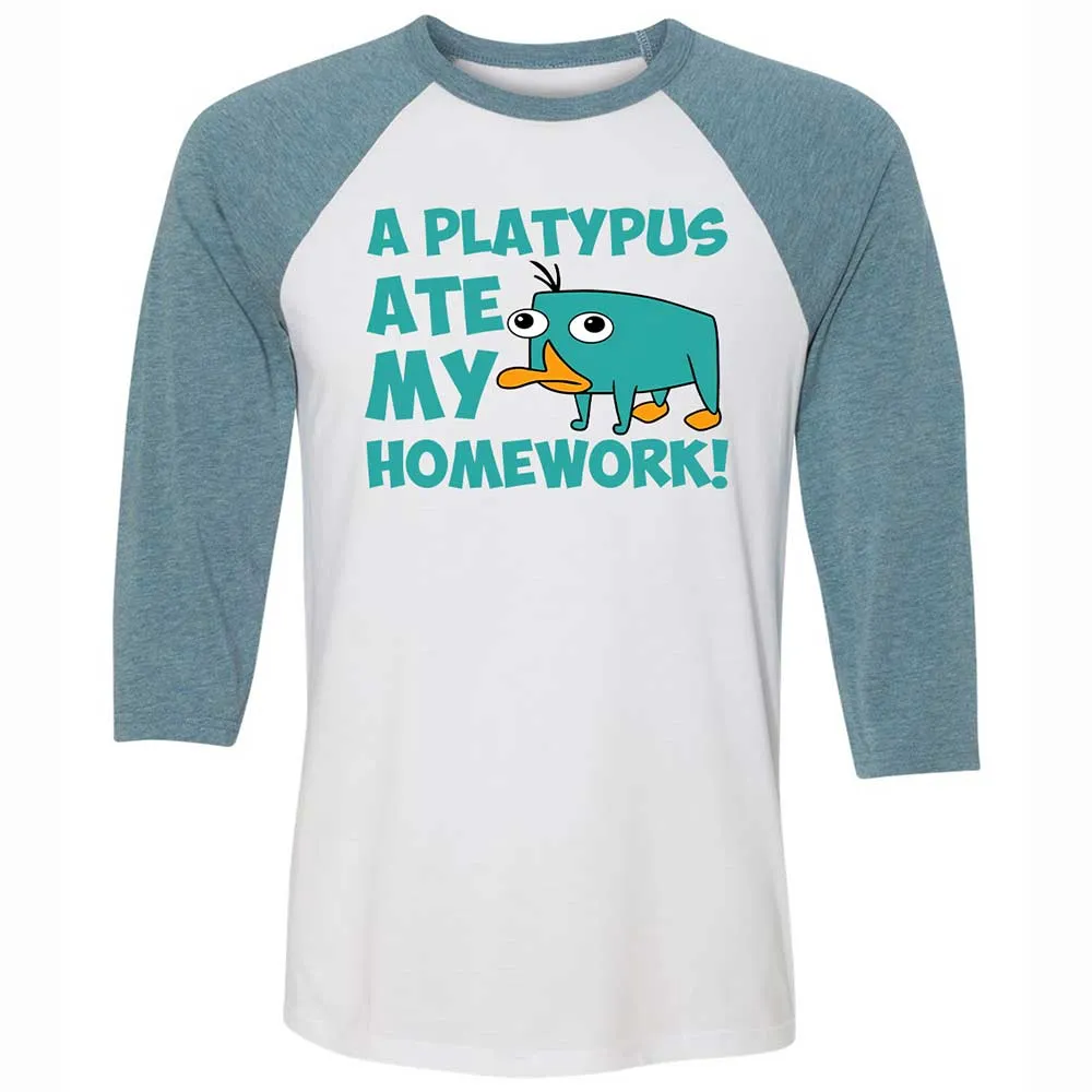 Platypus Ate My Homework Unisex 3/4 Baseball Tee - 3