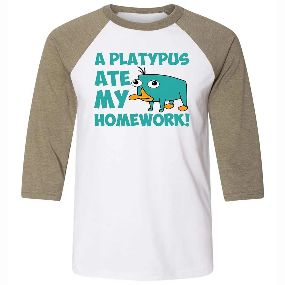 Platypus Ate My Homework Unisex 3/4 Baseball Tee - 4