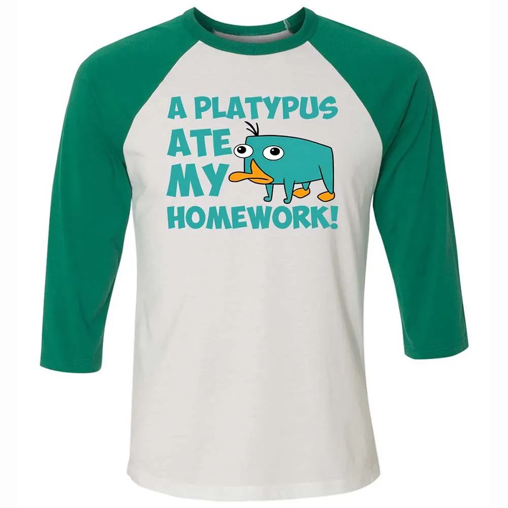 Platypus Ate My Homework Unisex 3/4 Baseball Tee - 6