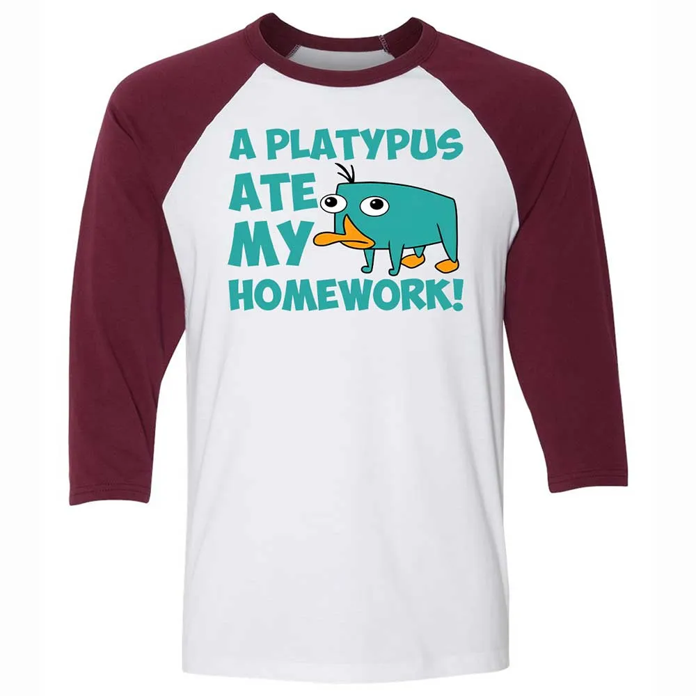 Platypus Ate My Homework Unisex 3/4 Baseball Tee - 7