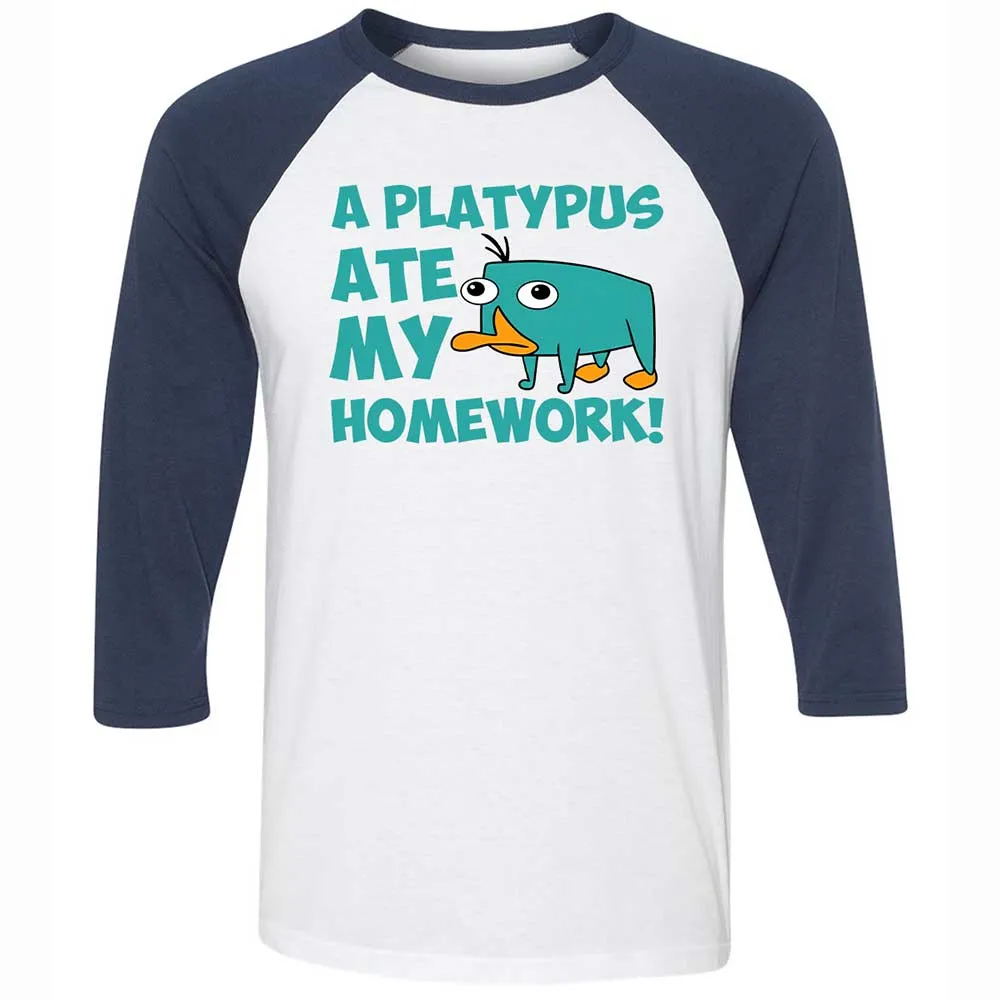 Platypus Ate My Homework Unisex 3/4 Baseball Tee - 8