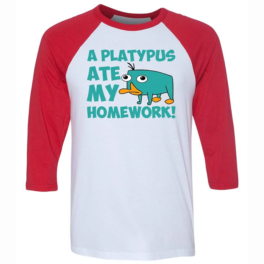 Platypus Ate My Homework Unisex 3/4 Baseball Tee - 9