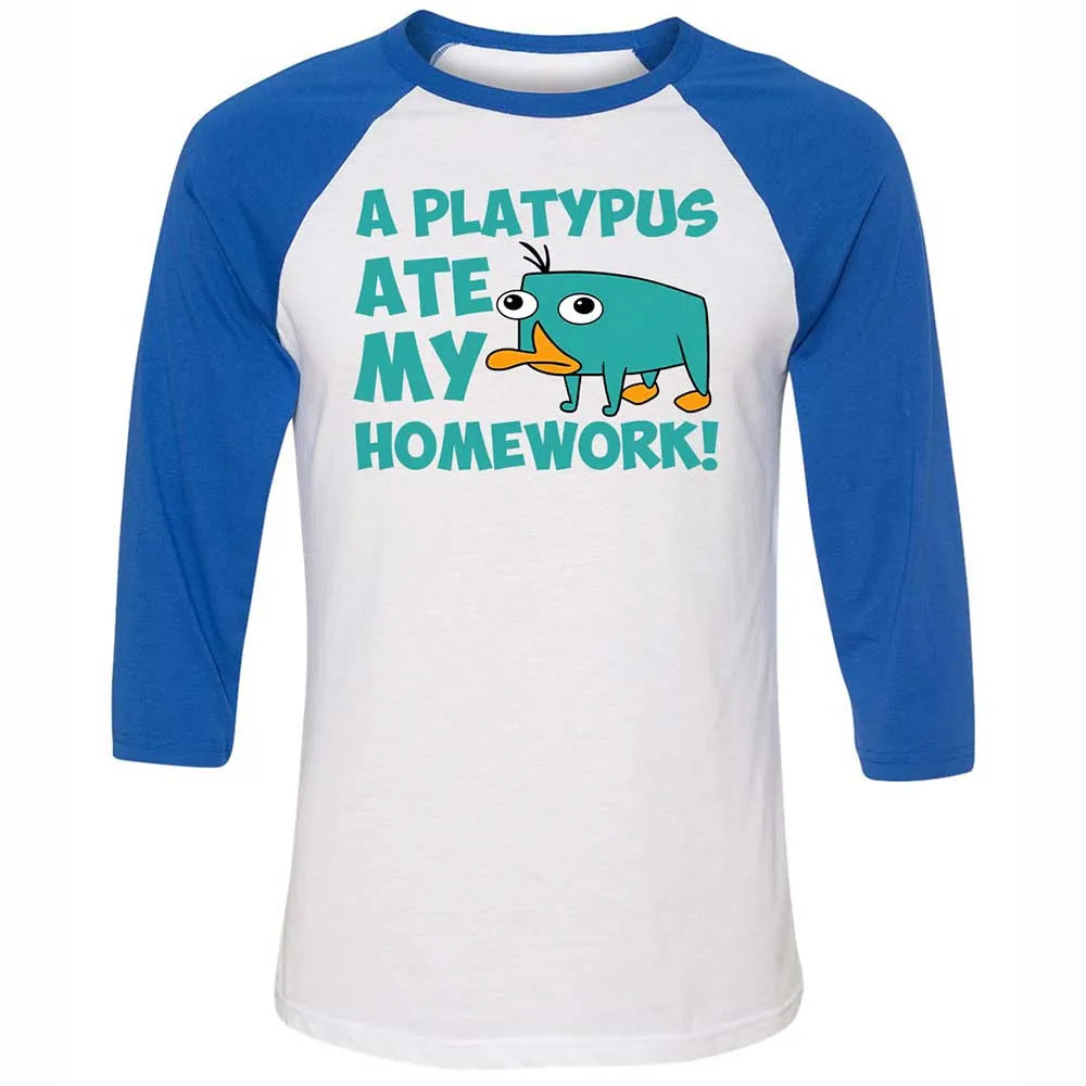 Platypus Ate My Homework Unisex 3/4 Baseball Tee - 10