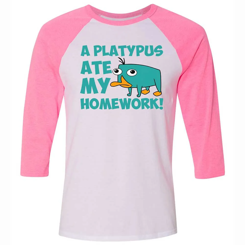 Platypus Ate My Homework Unisex 3/4 Baseball Tee - 12