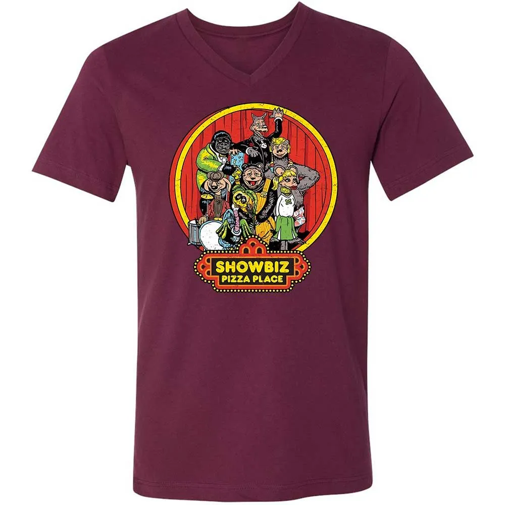 Unisex V-Neck T-Shirt - B89VCUJU - Maroon - 8