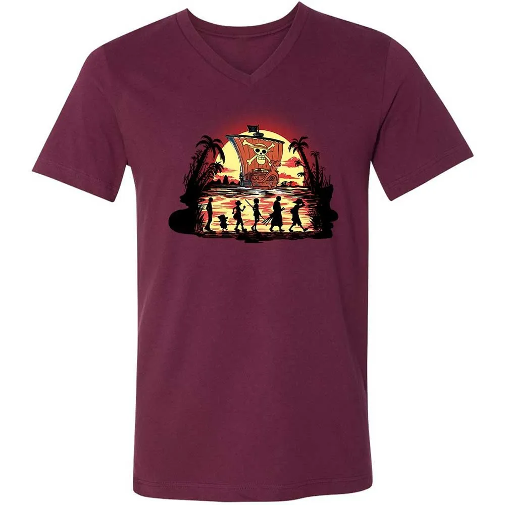 Unisex V-Neck T-Shirt - 94GAHYGS - Maroon - 8