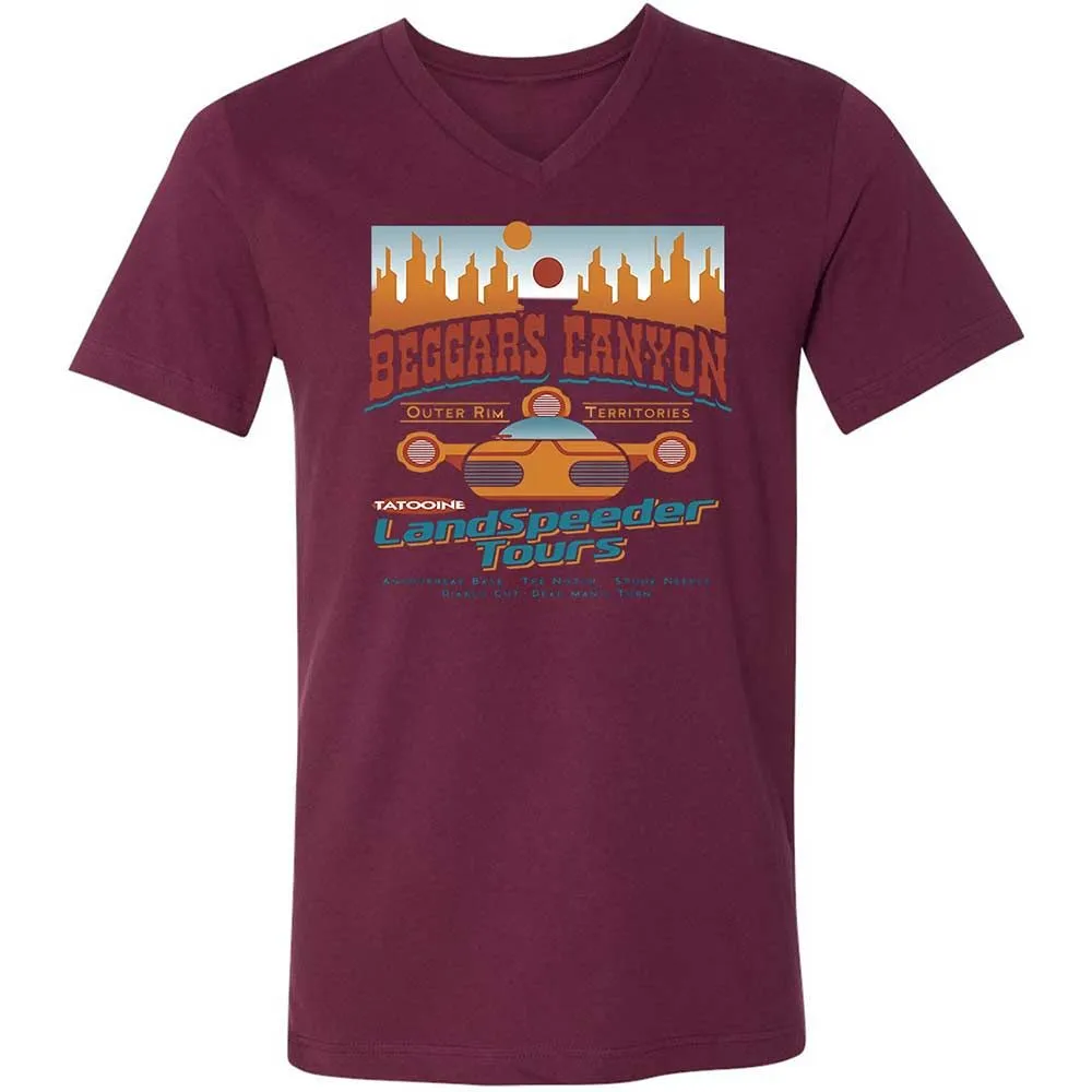Unisex V-Neck T-Shirt - AY82KZ6U - Maroon - 14