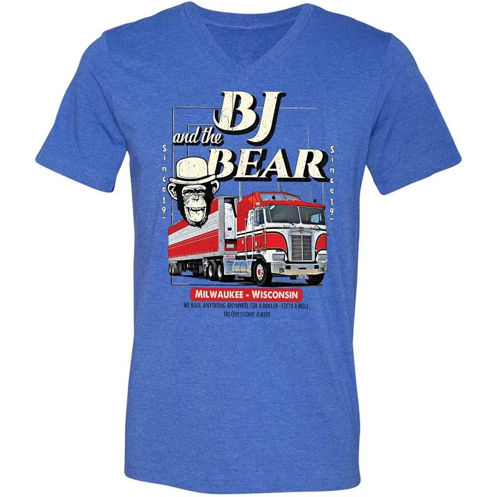 Unisex V-Neck T-Shirt - LN5B1AVM - Heather True Royal - 4