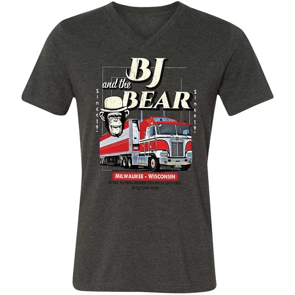 Unisex V-Neck T-Shirt - LN5B1AVM - Dark Grey Heather - 8