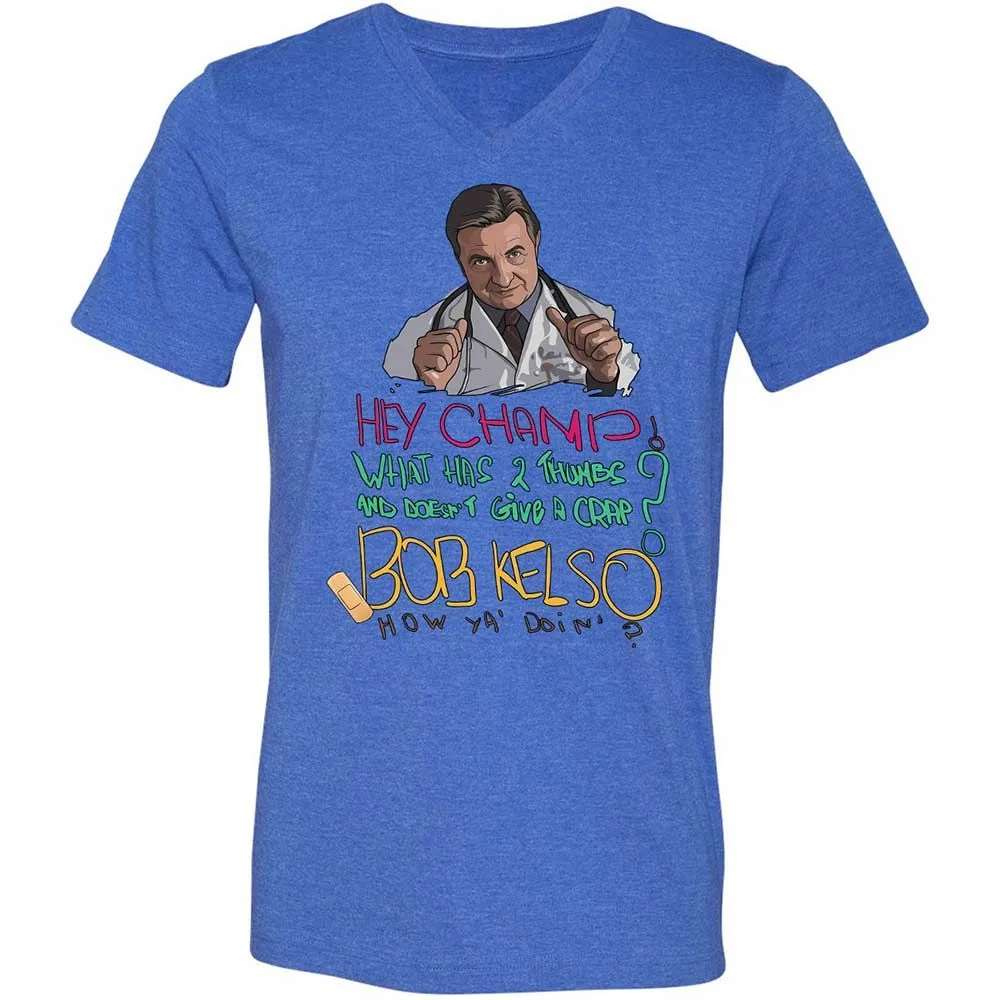 Unisex V-Neck T-Shirt - E8DT6LR6 - Heather True Royal - 4