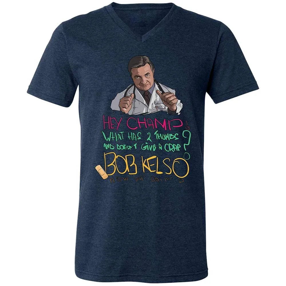 Unisex V-Neck T-Shirt - E8DT6LR6 - Heather Navy - 13