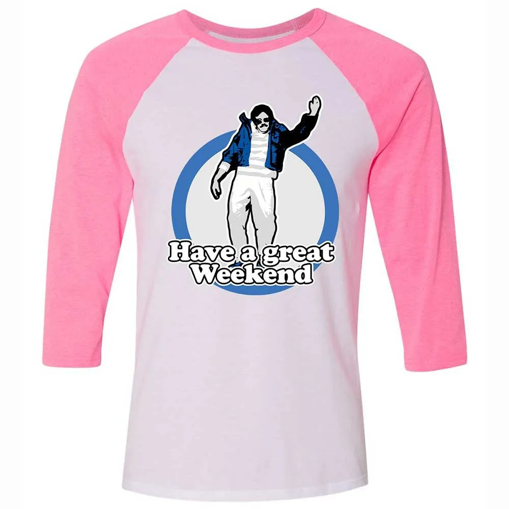 Unisex 3/4 Baseball Tee - ZHG2QF77 - White/Neon Pink - 12