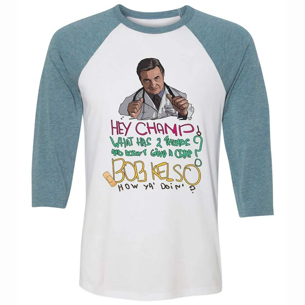 Unisex 3/4 Baseball Tee - ZGV8Y7CS - White/Denim - 3