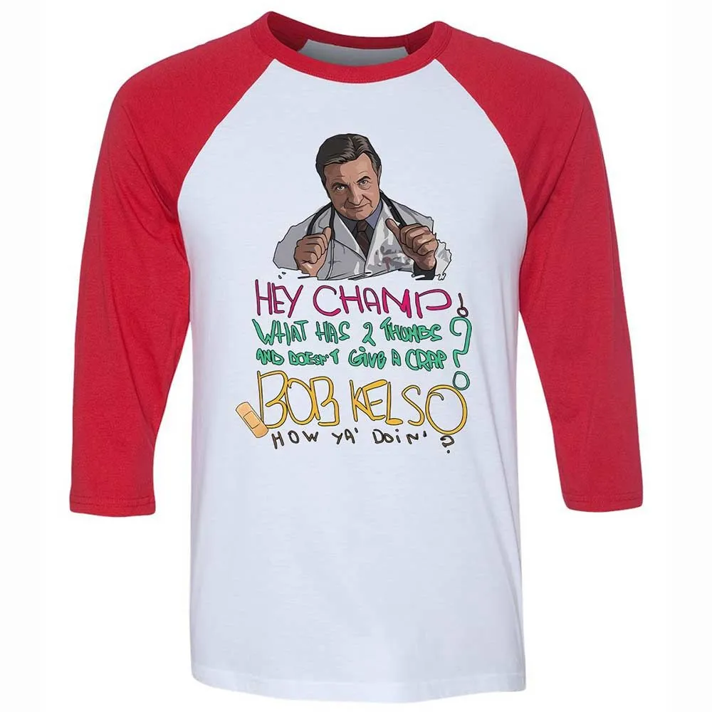Unisex 3/4 Baseball Tee - ZGV8Y7CS - White/Red - 9