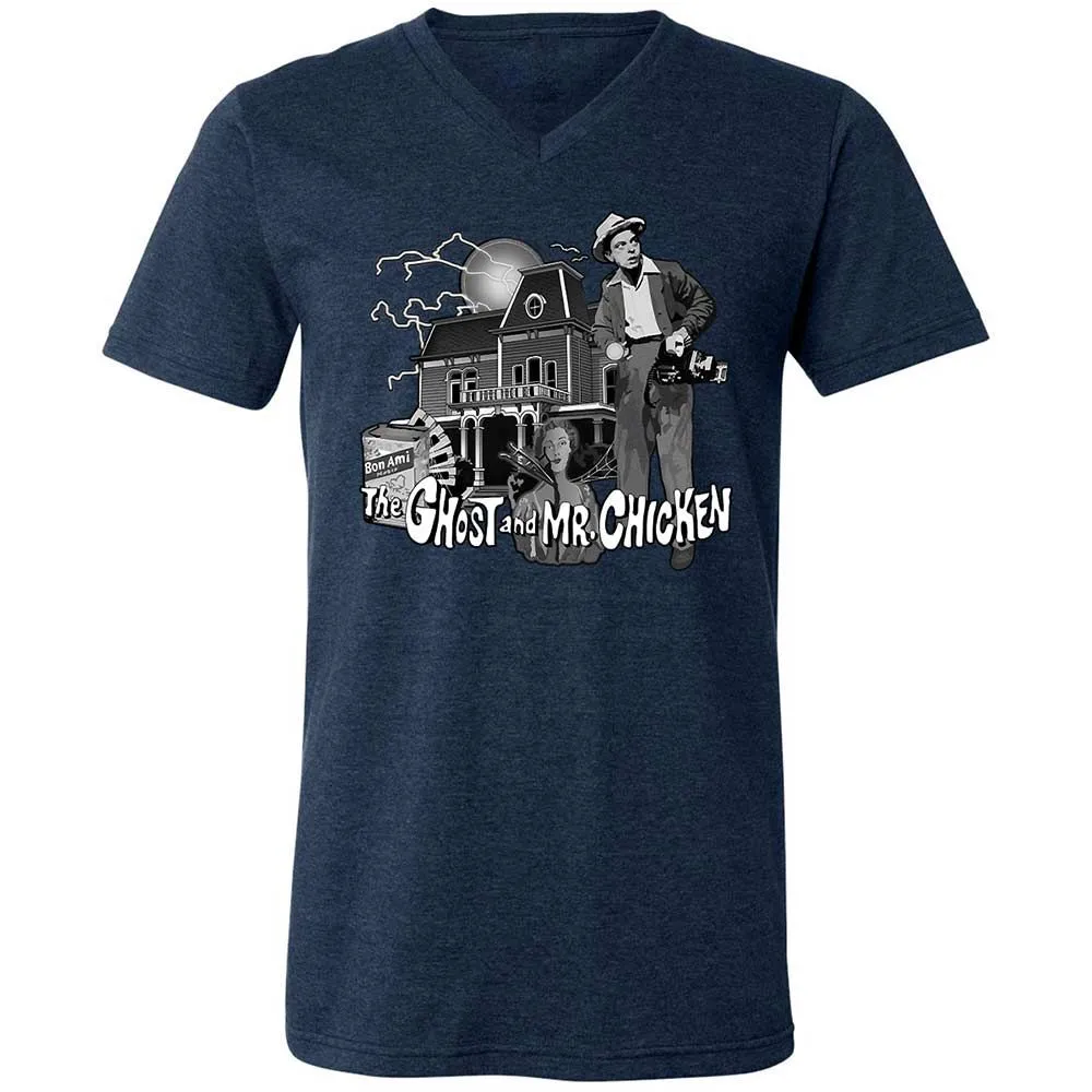 Unisex V-Neck T-Shirt - V928HNGB - Heather Navy - 3