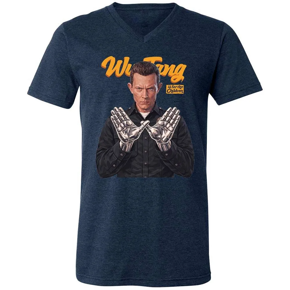 Unisex V-Neck T-Shirt - Black - Heather Navy - 3