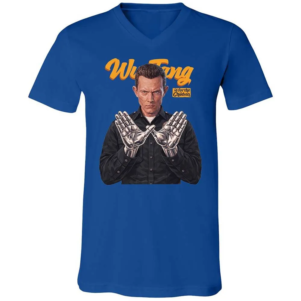 Unisex V-Neck T-Shirt - Black - True Royal - 4