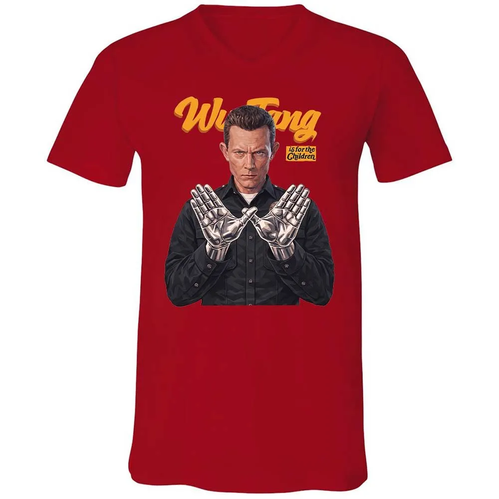 Unisex V-Neck T-Shirt - Black - Red - 6
