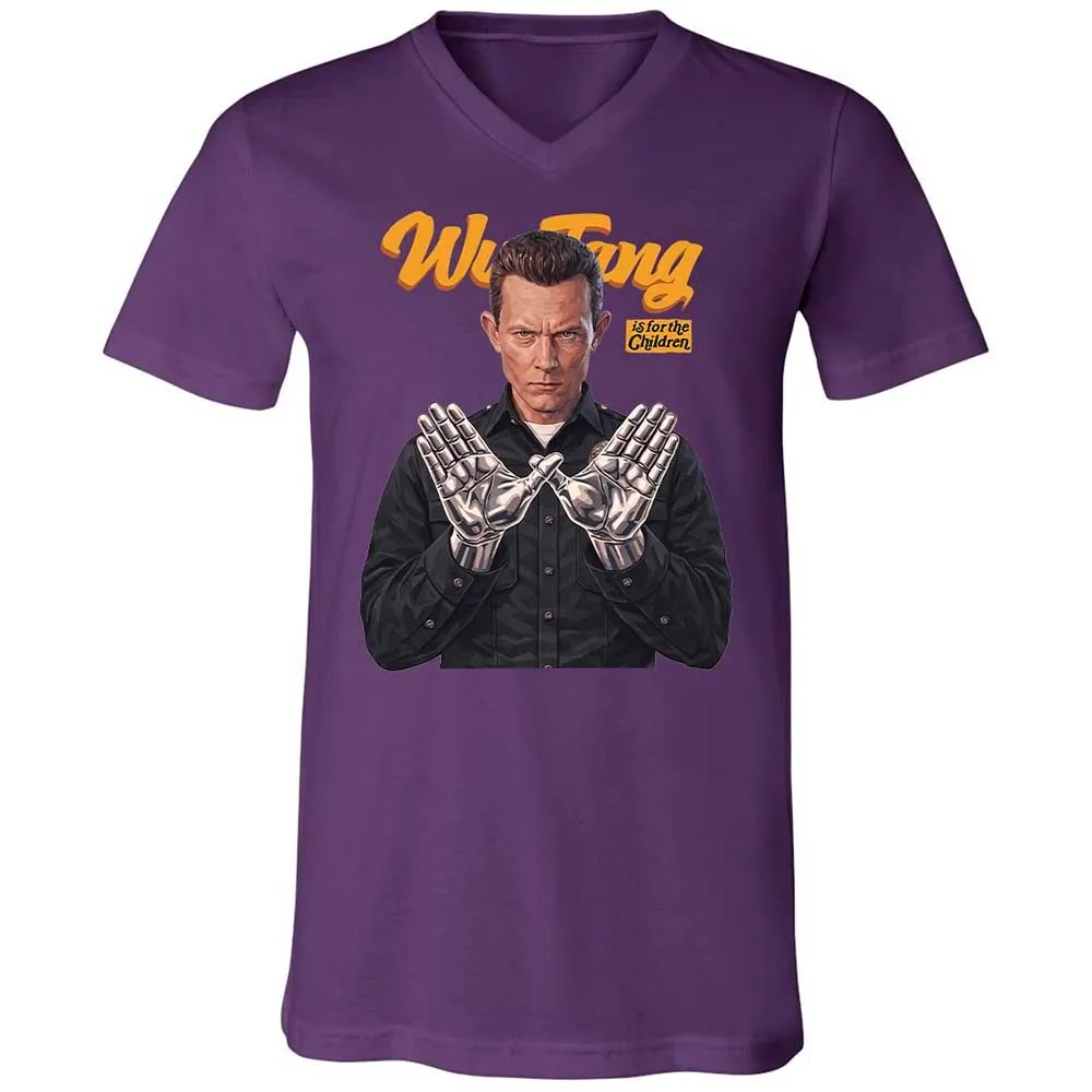 Unisex V-Neck T-Shirt - Black - Team Purple - 10