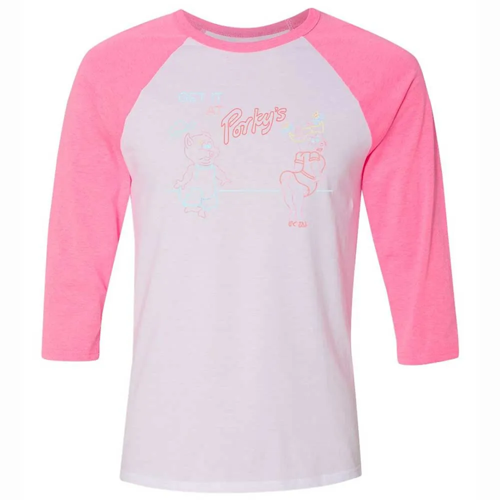 Unisex 3/4 Baseball Tee - 4A5PZQJK - White/Neon Pink - 12
