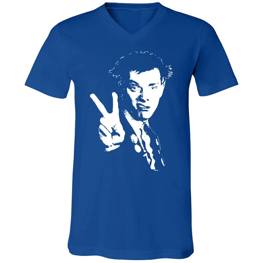 Unisex V-Neck T-Shirt - Black - True Royal - 4