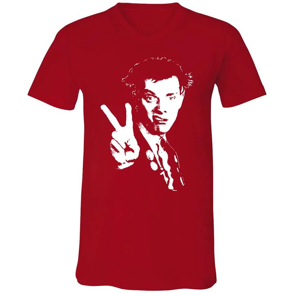Unisex V-Neck T-Shirt - Black - Red - 6